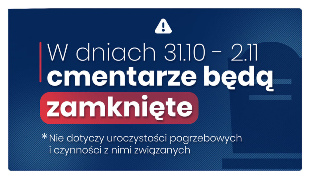 Cmentarze zamknięte od soboty do poniedziałku