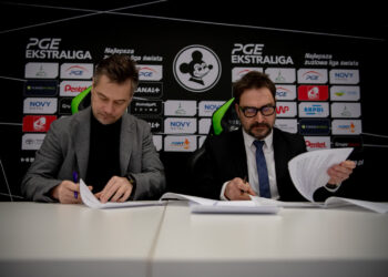 Adam Goliński - Prezes ZKŻ SSA oraz Michał Iwanowski - Redaktor Naczelny Radia Zachód (fot. Krzysztof Filmanowicz)