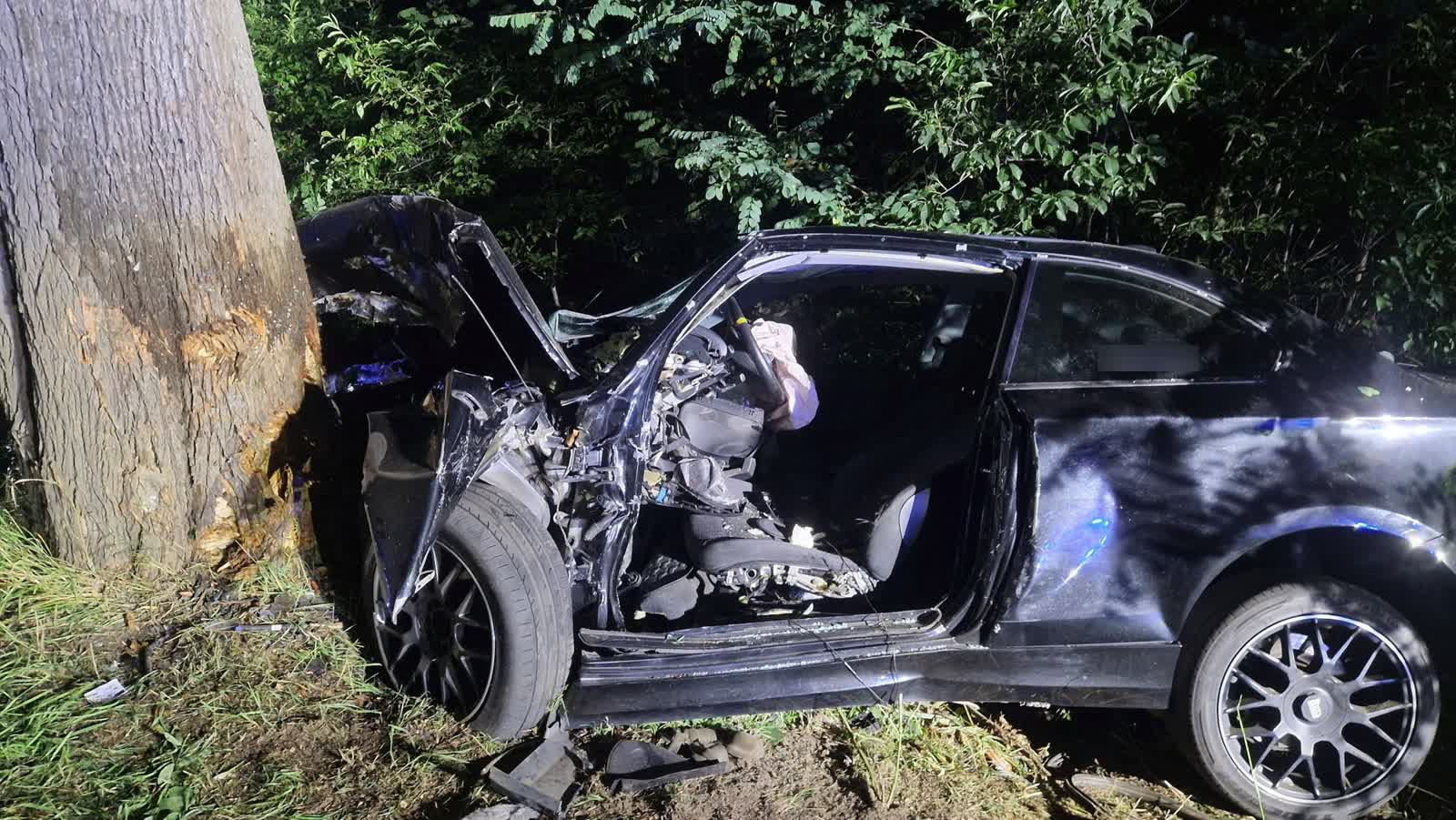 Pijana kierująca uderzyła w drzewo, kuzyn zatrzymany z narkotykami