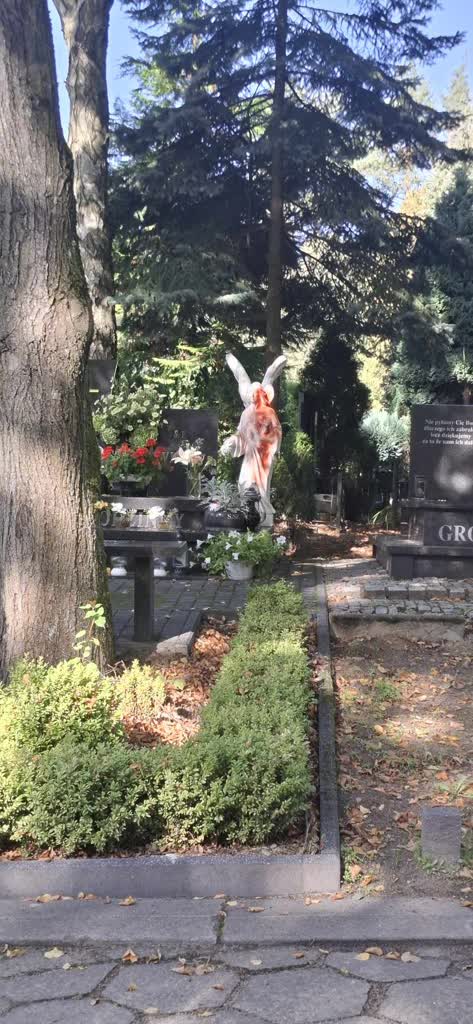 Nagrobki oblane farbą na cmentarzu przy ul. Wrocławskiej