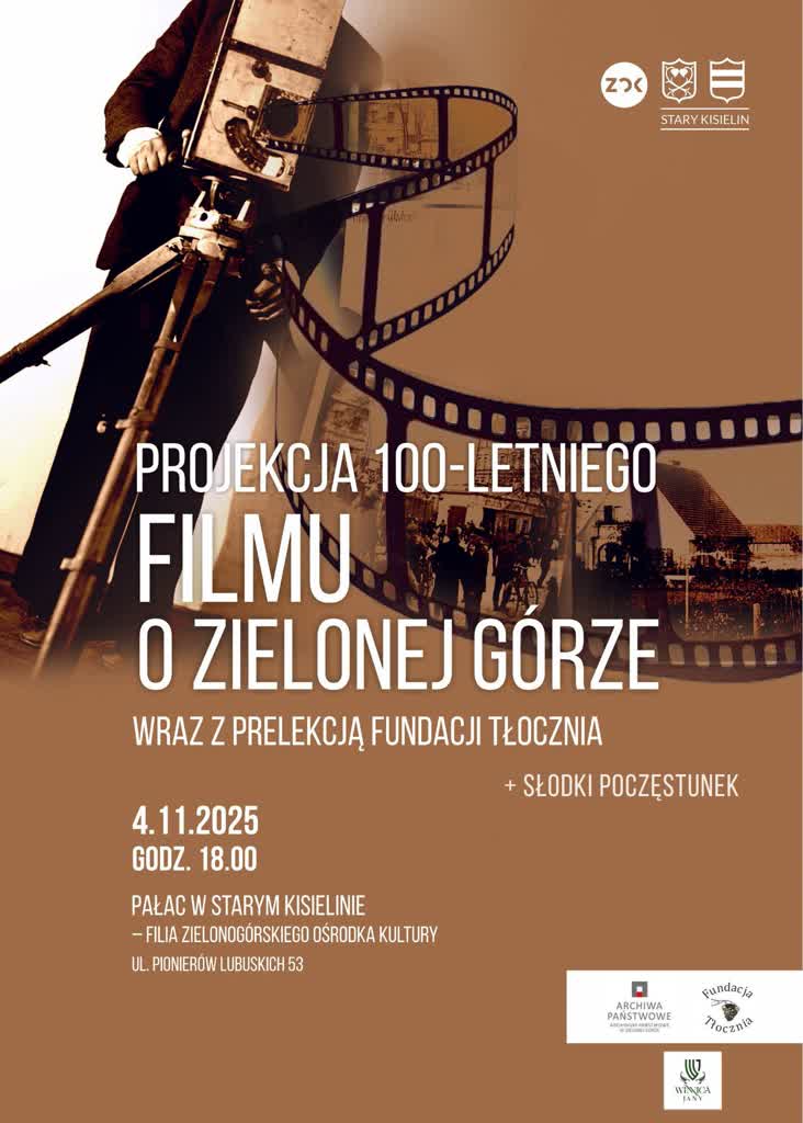 Projekcja filmu o Zielonej Górze w Pałacu w Starym Kisielinie