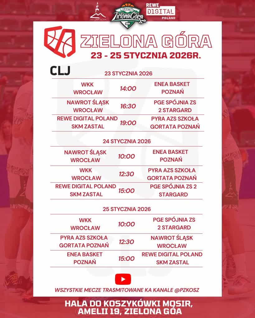 Terminarz meczów podczas turnieju w Zielonej Górze