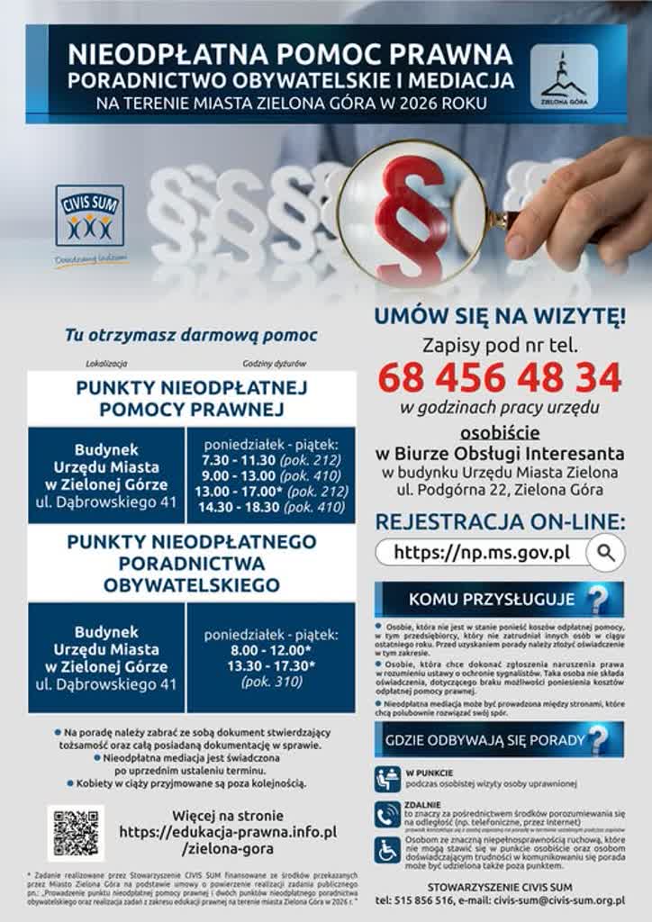 Bezpłatna pomoc prawna dla mieszkańców