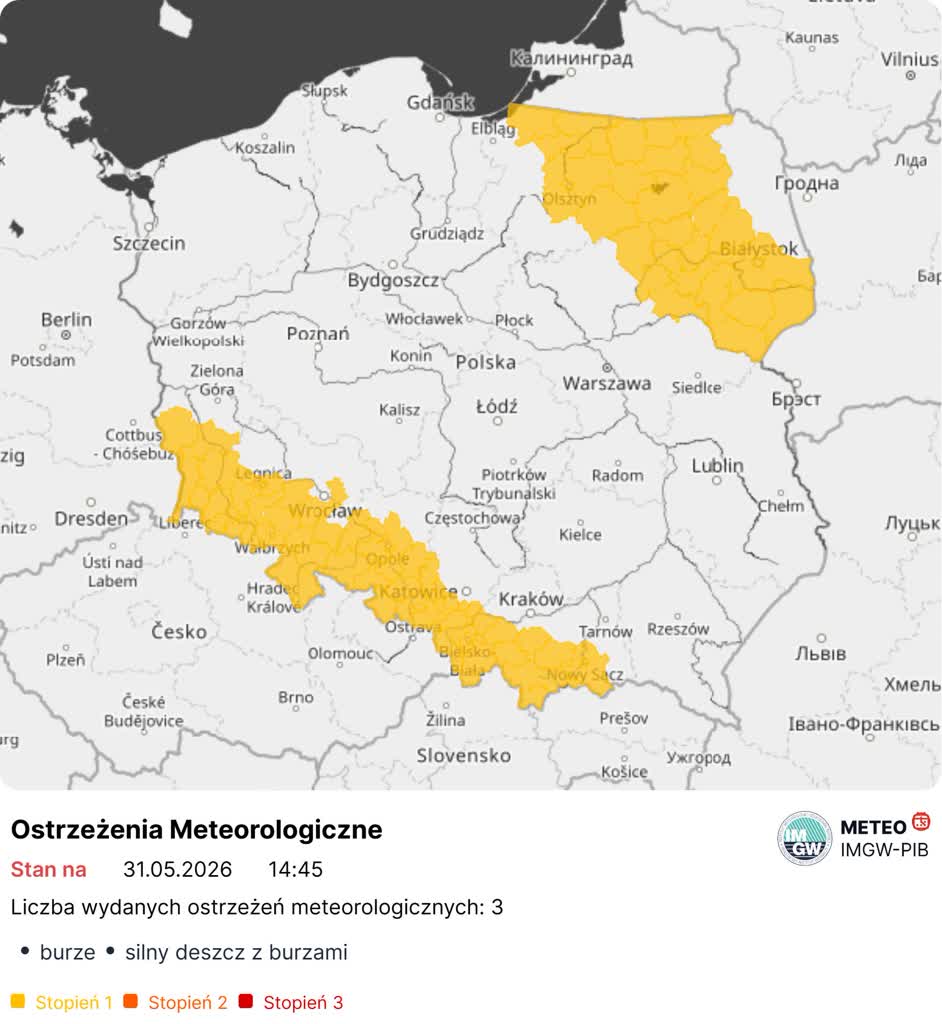 Najbliższe godziny burzowe z intensywnym deszczem. IMGW ostrzega osiem województw