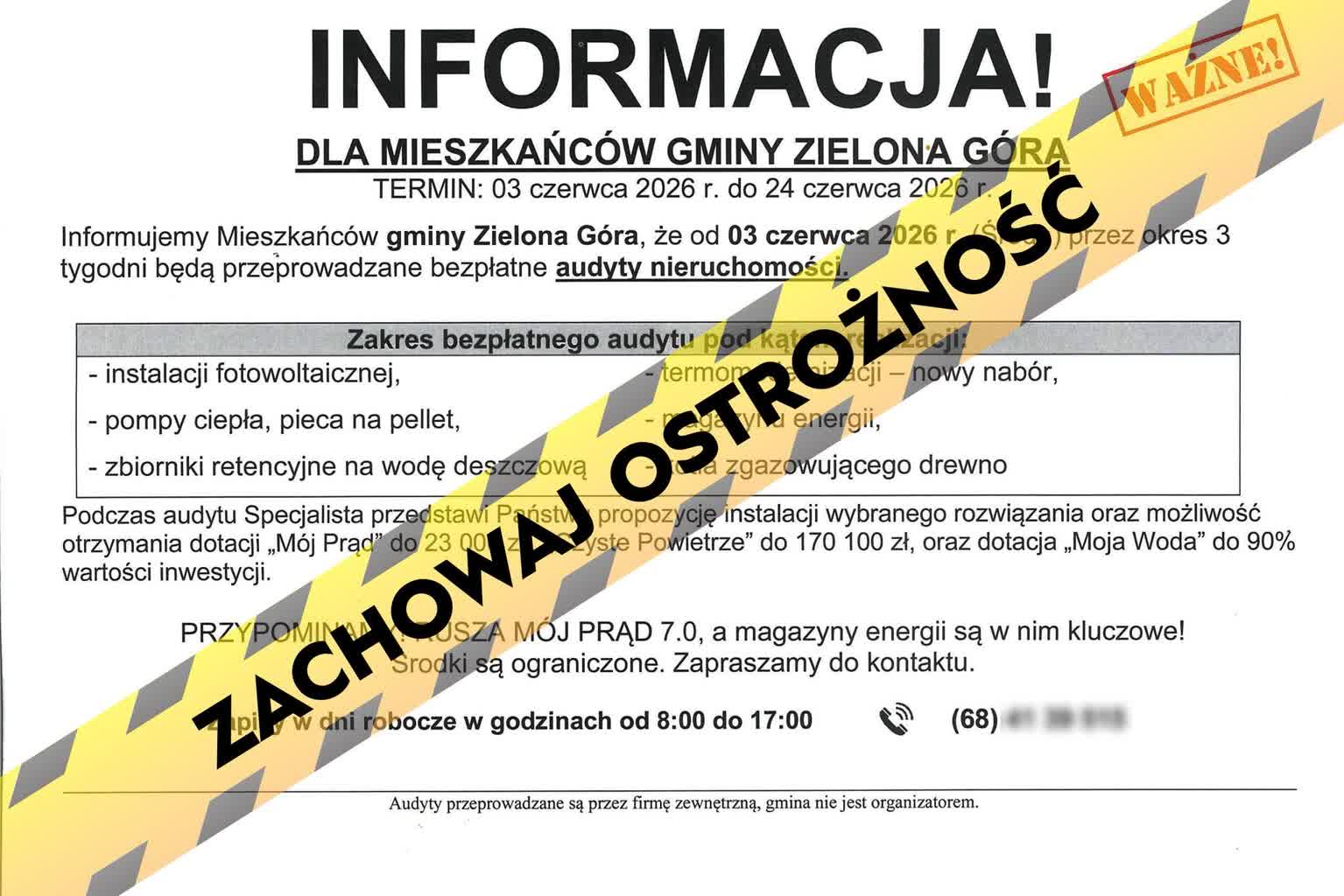 Urząd miasta: „nie roznosimy żadnych ulotek na temat audytów”
